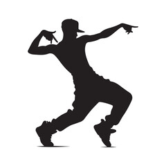 hip hop dancer vector silhouette style with a pure white background