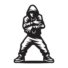hip hop dancer vector silhouette style with a pure white background
