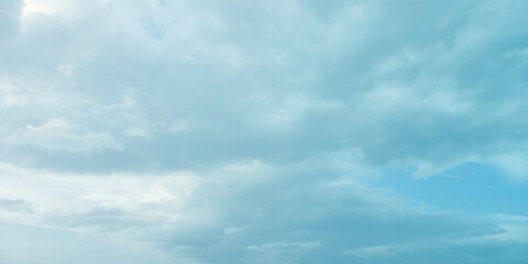 Obraz premium Cumulus clouds on blue sky soft storms winter love eye pace fresh clean weather natural beauty feathery white Landscape across vast White clouds Full frame of big puffy Fluffy clouds Serene blu