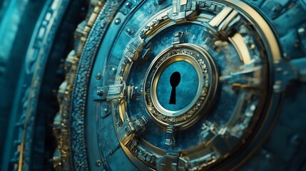 Fototapeta premium A Close-up of a Circular Keyhole on a Metallic Surface