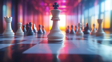 3D Rendered Clay Design of Business Strategy Chess Battle Between Corporate Leaders in Cinematic Lighting