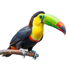 Keel billed Toucan Tropical Paintbrush bird, Transparent background