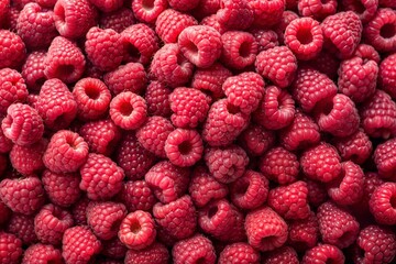 Ripe raspberries background, top view.
Red large ripe raspberries close-up.