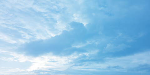 Fototapeta premium sunny sky blue light watercolor background. Aquarelle painting brush effect card paper textured canvas cloudy smoke space for text, entertaining card, template. aquamarine color graphics illustration