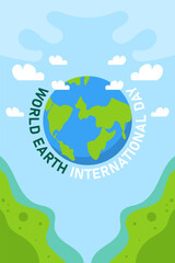Earth day flat illustraion  with globe