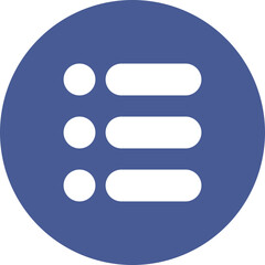 List menu icon. Round blue icon in flat style for mobile apps, UI and web design