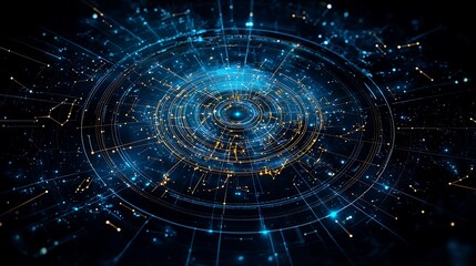 Mysterious celestial map with vivid zodiac patterns and bright stars, providing ample copy space for text to emphasize astrology themes