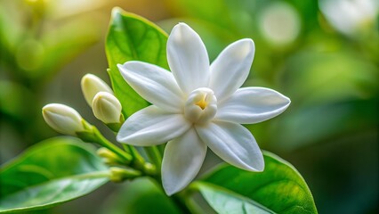 Fototapeta premium A Symphony of White: The Delicate Grace of Jasmine Officinale Generative AI