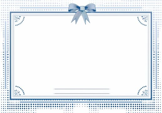 Blue and White Vector Style Blank Frame for Award or Certificate. Thin Border Design on a White Background, Ideal for Customization.