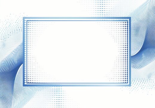 Blue and White Vector Style Blank Frame for Award or Certificate. Thin Border Design on a White Background, Ideal for Customization.