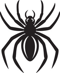 A spider silhouette clings to its web, legs splayed in a delicate yet eerie formation. Its poised, angular body evokes a sense of mystery and precision, a quiet hunter in the shadows of its intricate 