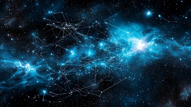 37. Enchanted cosmic scene with intricate star formations and astrological patterns, featuring generous copy space for text to emphasize astrology themes