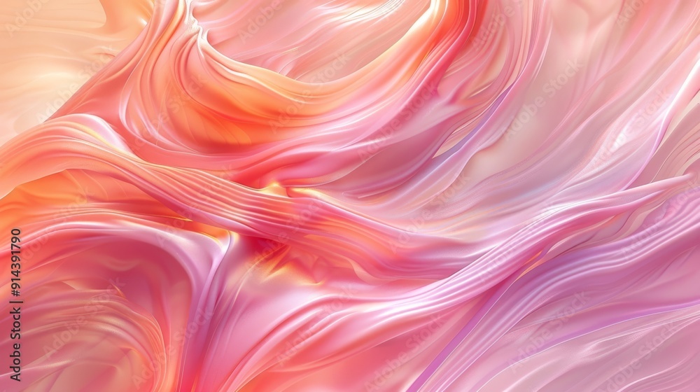 Poster fluid coral wave in pastel shades forming abstract patterns and swirls