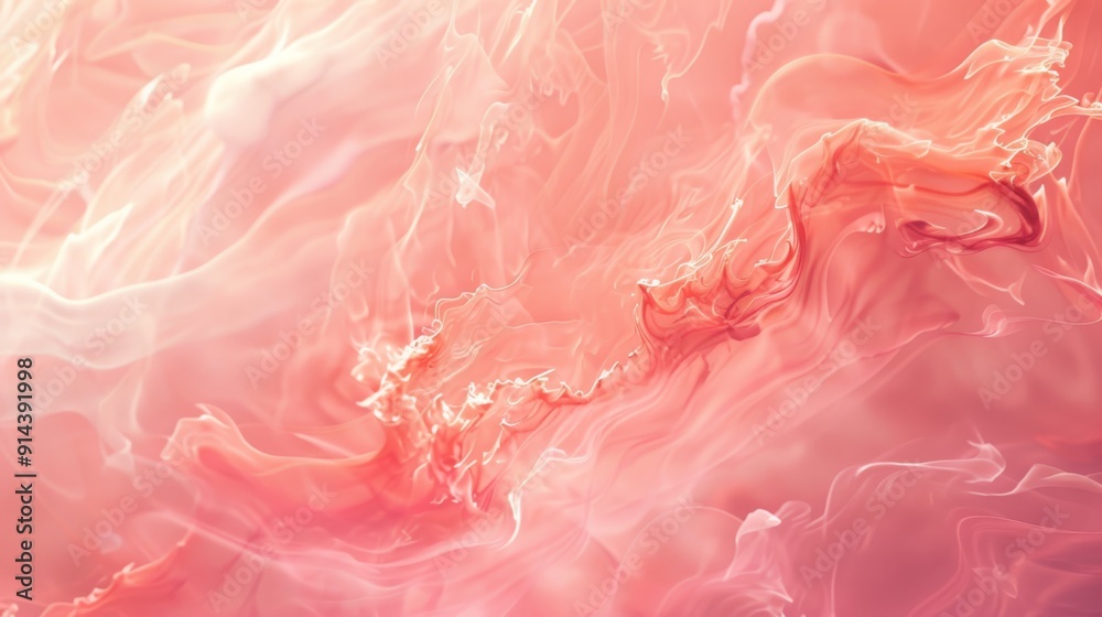 Aufkleber soft pastel wave texture in coral with fluid abstract shapes and smooth transitions