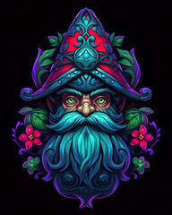 Gnomes head art nouveau illustration