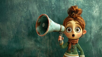 Surprised Girl with Megaphone