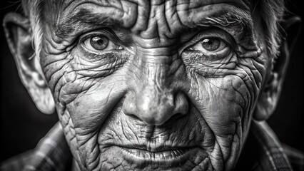 A Symphony of Wrinkles: A Black and White Photo Study of Aging  generative AI