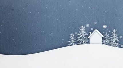 Artful watercolor depiction of a cozy winter landscape featuring a beautifully adorned tree, embraced by swirling snowflakes and a spirit of holiday joy.