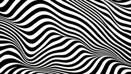 Abstract Black and White Curved Stripes, Digital Art , Black and White , Stripes , Abstract