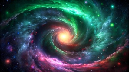 Obraz premium The Aurora Borealis dances across the night sky, painting a vibrant spectacle of emerald, purple, and crimson hues. AI generated