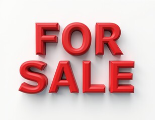 Bold red 'For Sale' sign on a plain white background.