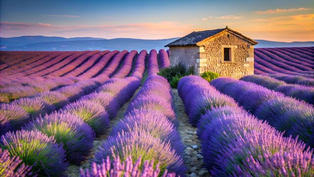 The Lavender Fields of Valensole: A Rustic Cabanon  AI Generated