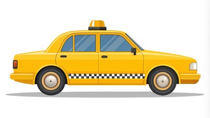 Classic Yellow Taxi Cab Icon in Flat Style  Generative AI