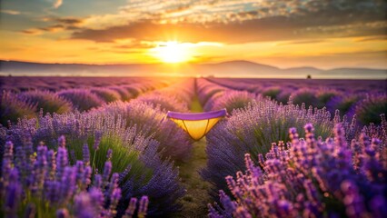 Sun-Drenched Lavender Field with a Purple Swimming Brief Silhouette  Generative AI