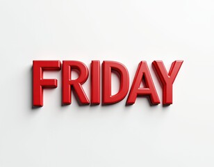 Fototapeta premium Bold red text spelling out 'FRIDAY' against a plain white background.