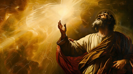 Apostle Paul aka Saul near Damascus when he saw God Jesus Christ