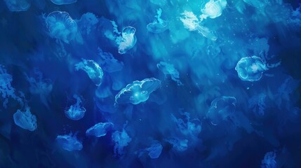 Obraz premium Jellyfish in the Blue Depths