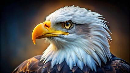 Obraz premium Majestic Majesty: A Close-Up Portrait of a Bald Eagle Generative AI