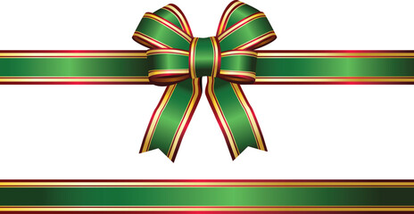 Green Christmas bow with gold trim