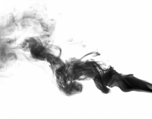 schwarzer Rauch aus Wasserfarbe, isoliert auf weißen Hintergrund, Freisteller 