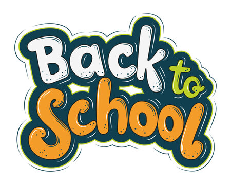 Back to school lettering in modern style. Vector colorful text design.