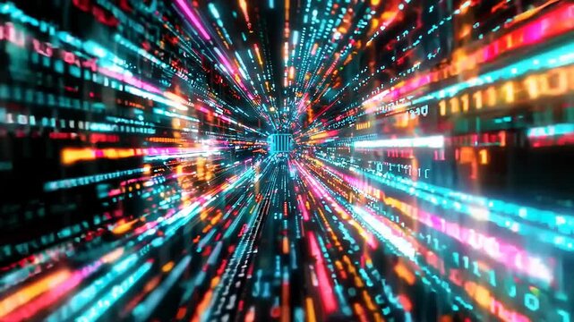 Vivid cyber data tunnel with binary codes