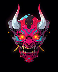 Hannya Mask art nouveau illustration