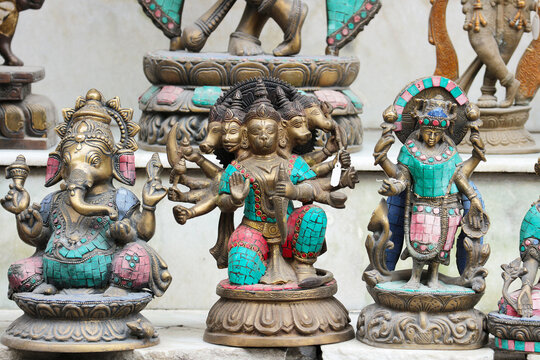 Bronze statuette of Pancha mukha Hanuman.
