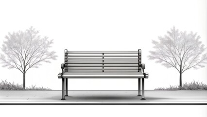 The Empty Bench: A Monochromatic Cityscape  AI Generated