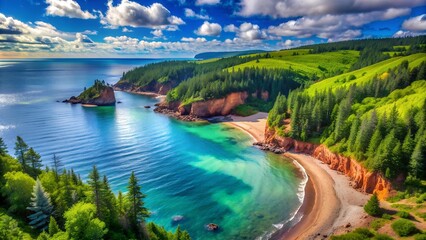 Naklejka premium The Maritimes: A Tapestry of Coastal Beauty AI Generated