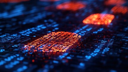 Cybersecurity digital footprints made of binary code