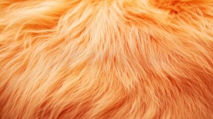 Close-up of soft and fluffy orange fur texture background for design