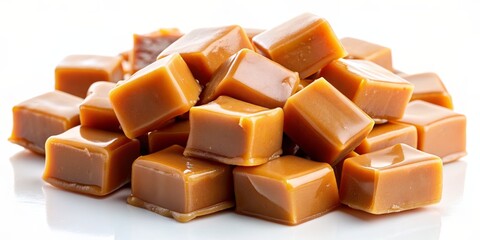 Close Up of Caramel Candies on White Surface, Composition of Candy, Caramel Candy , Sweet , Dessert