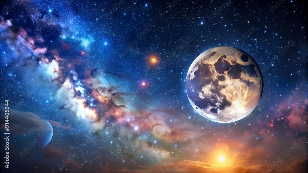 Canvas Prints celestial tapestry: a symphony of stars and moonlight generative ai