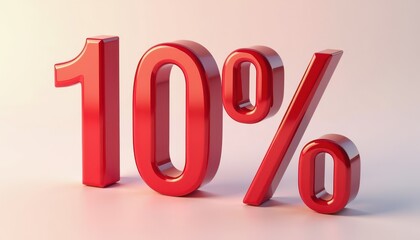 10 percent off 3D text typography. Promotion, discount, offer concept banner design.