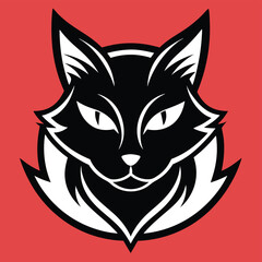 Black cat logo.  Black cat head, world cat day modern cat face logo illustration design, cat logo, Wild cat logo. EPS 10.
