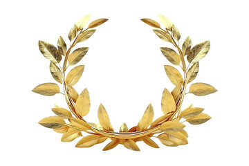 Luxurious Golden Laurel Wreath Crown Isolated on Transparent Background