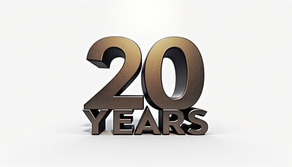 20 years anniversary 3D text typography illustration. Celebration, party, ceremony concept graphic element.