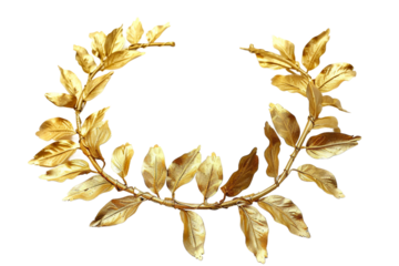 Decorative Golden Laurel Wreath Crown Isolated on Transparent Background