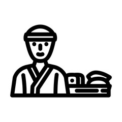 sushi chef restaurant line icon vector. sushi chef restaurant sign. isolated contour symbol black illustration
